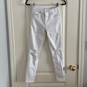 Hi rise white ripped skinny jeans
